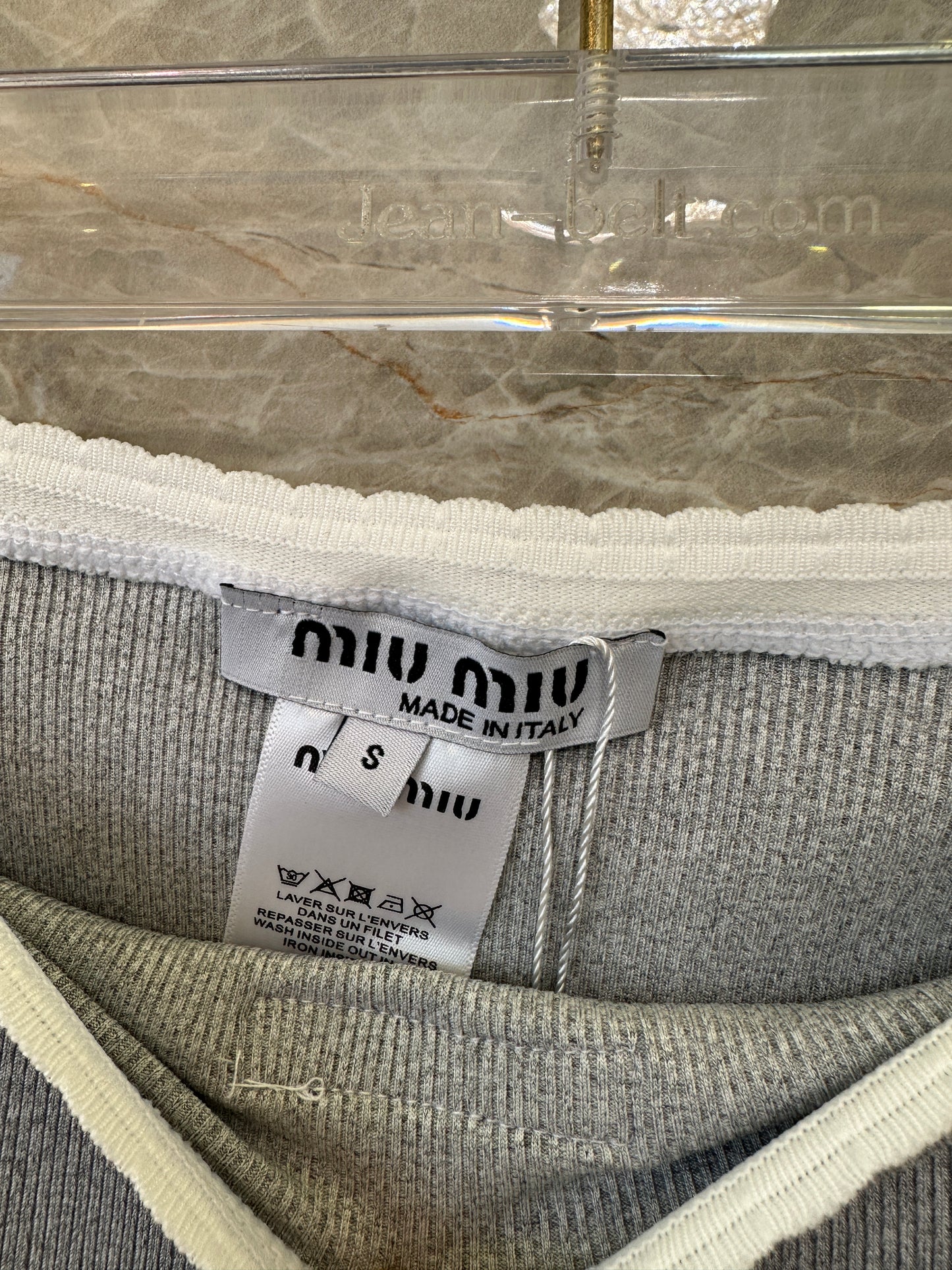 Miu Miu Grey Terry Cotton Crop Tank and Shorts Set