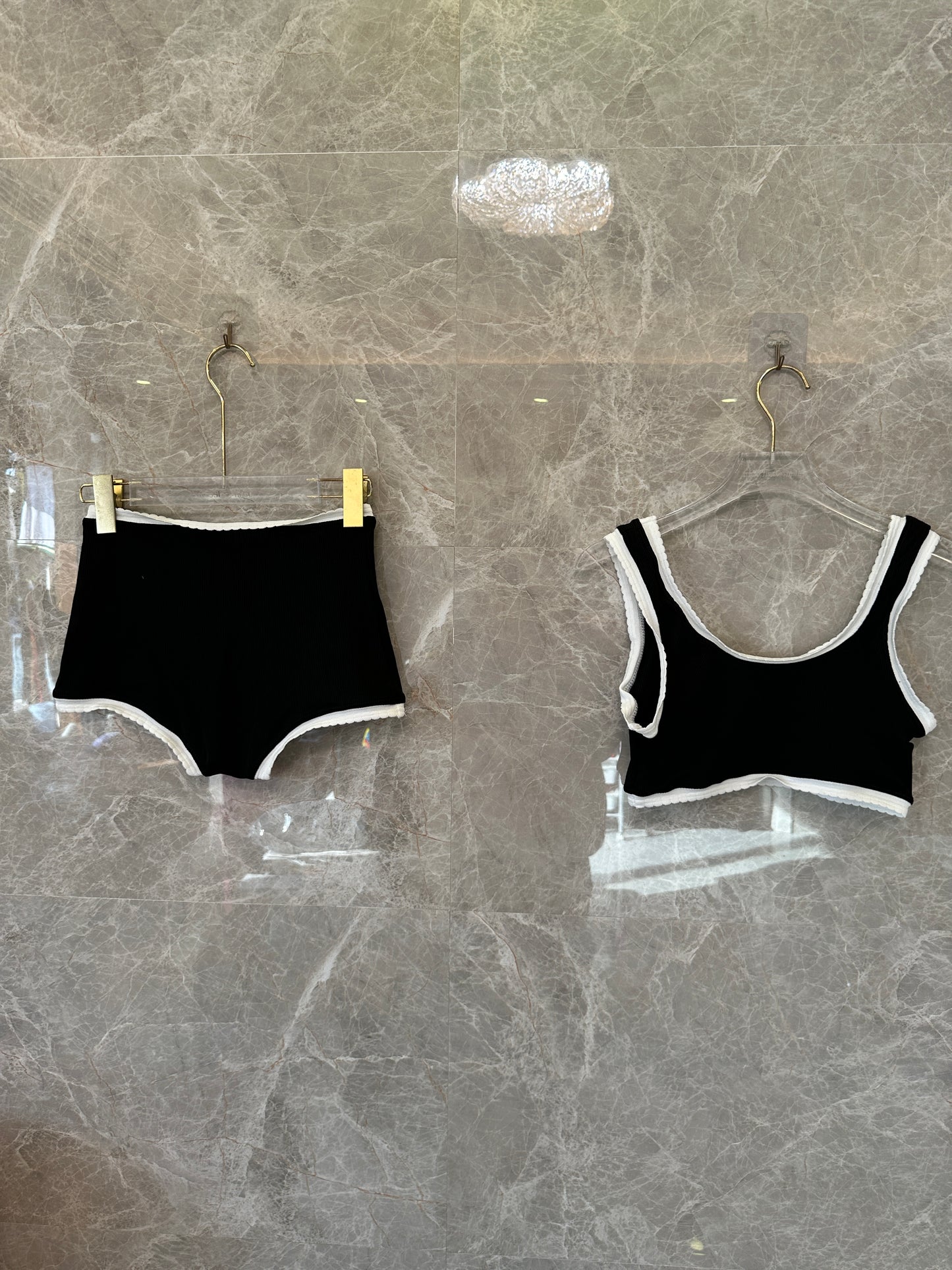 Miu Miu Black Crop Top & Shorts Set