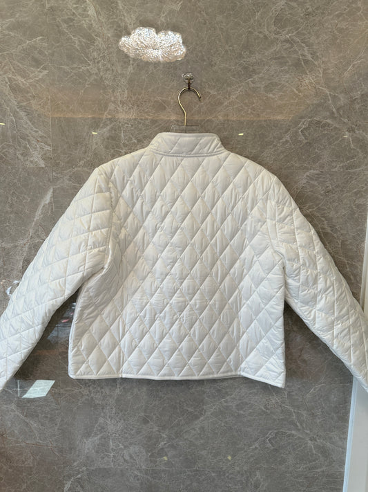 Loro Piana White Quilted Zip Jacket