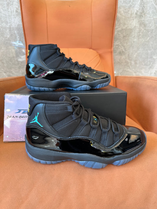 Air Jordan 11 Retro “Gamma Blue” Black Patent Leather Sneakers
