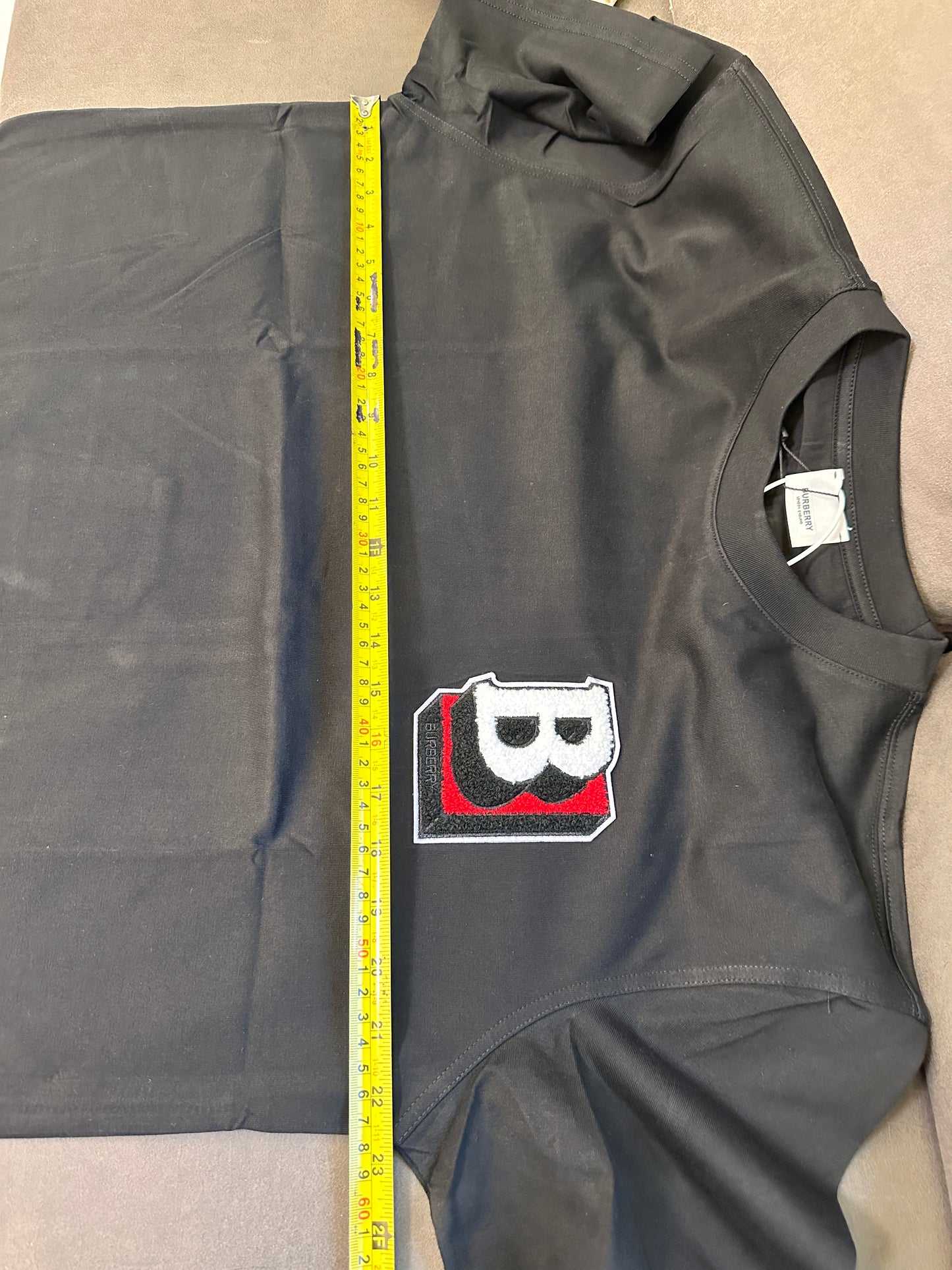 Burberry Black T-shirt with Chenille B Patch