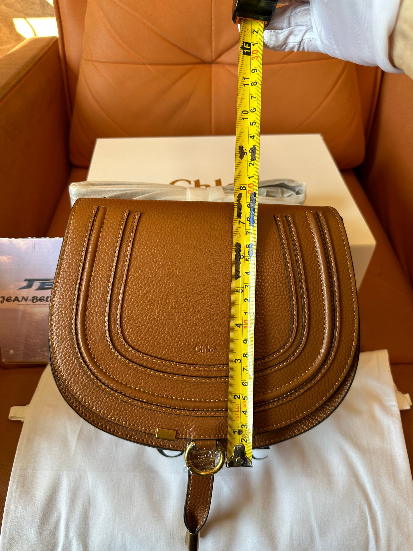Chloé Marcie Small Saddle Bag Brown Grained Leather Shoulder Bag