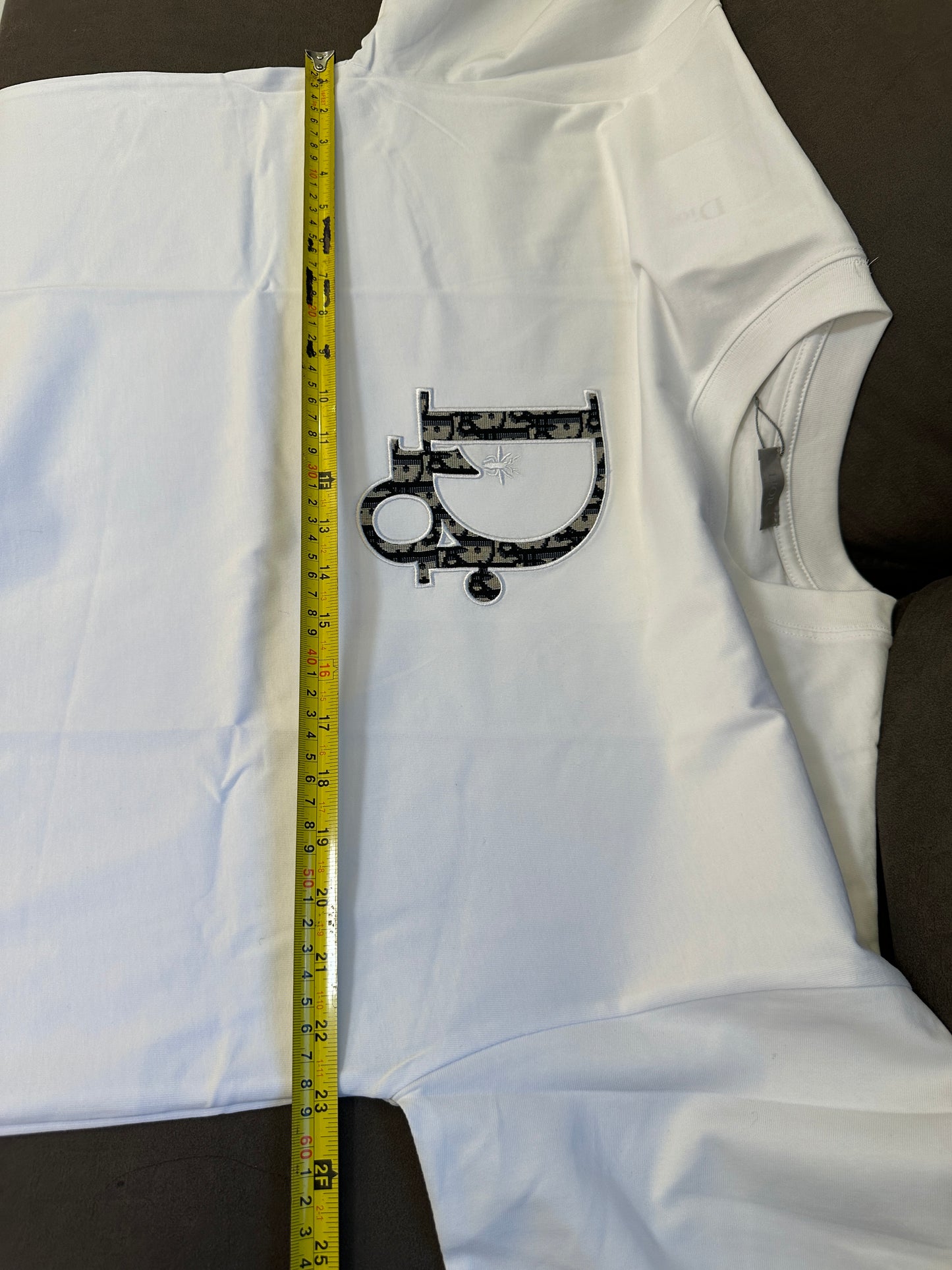 Dior white T-shirt with Distressed Logo Patch