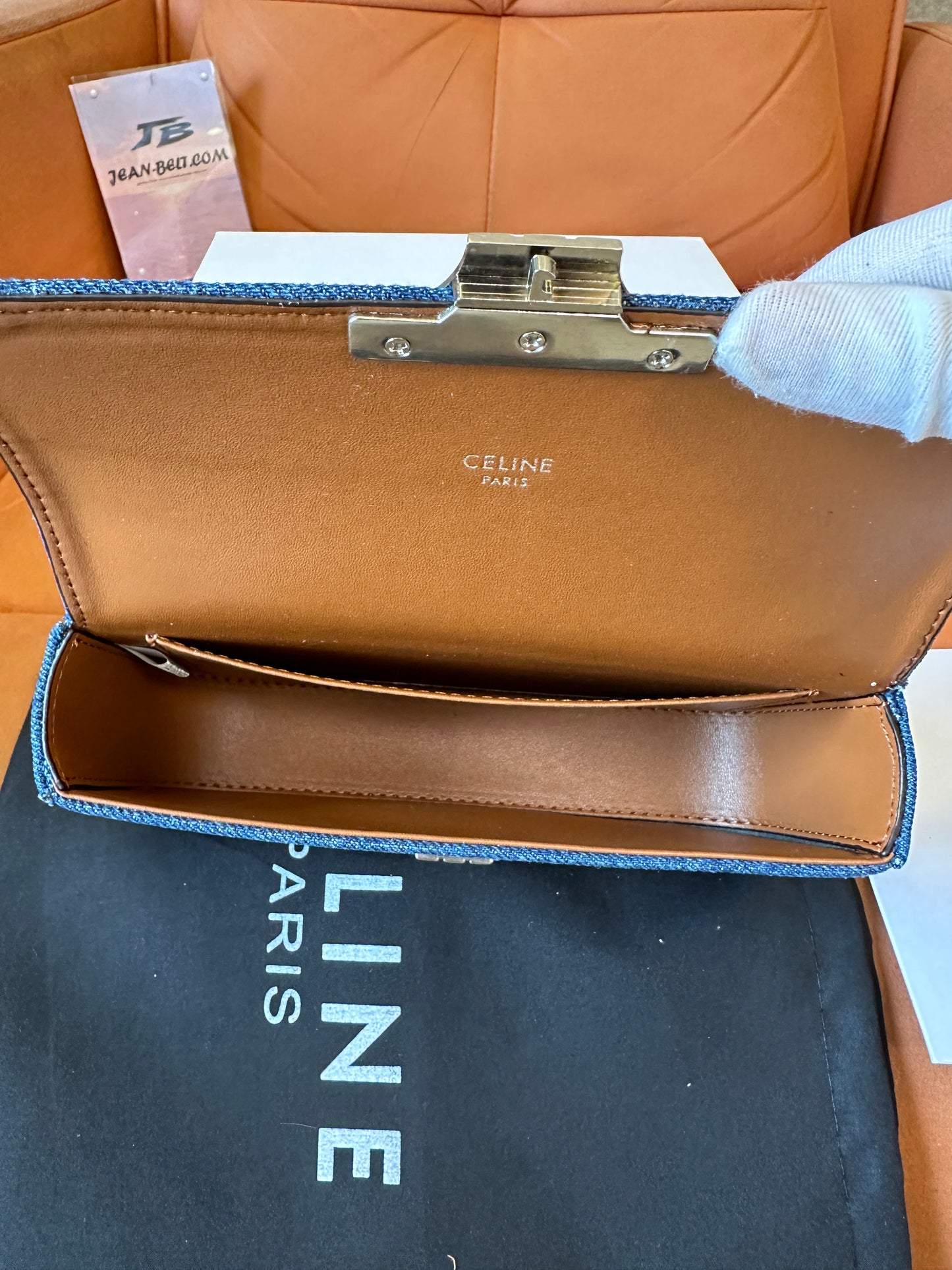 Celine Triomphe Denim Chain Shoulder Bag