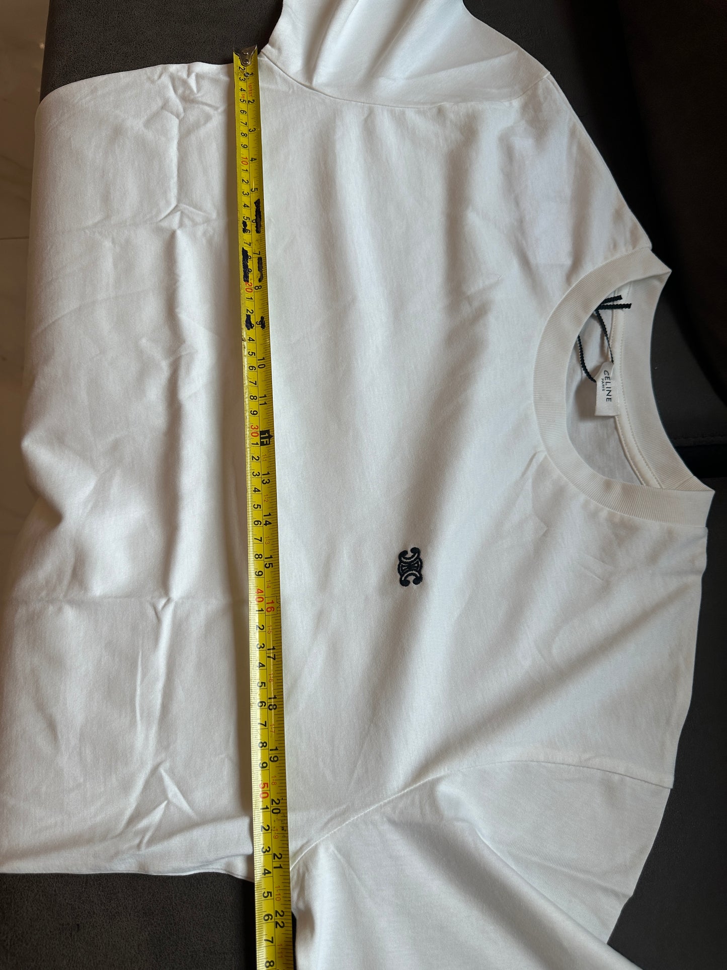 Camiseta blanca de algodón con el logotipo de Celine Triomphe