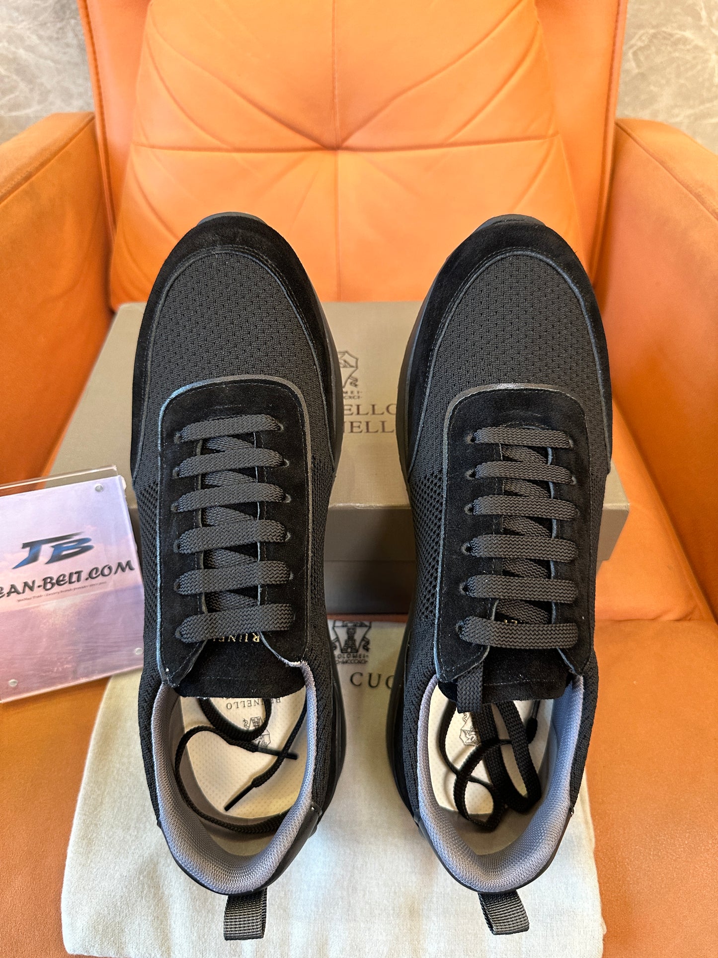 Brunello Cucinelli Black Suede and Mesh Sneakers