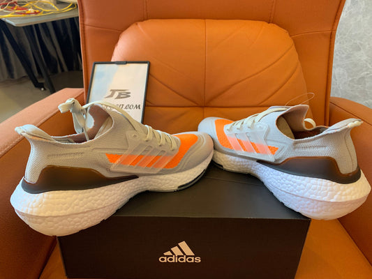 Adidas Ultraboost 22 -Light Gray with Orange Accents