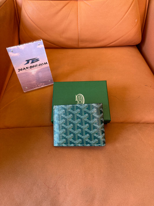 Goyard Green Goyardine Canvas Bifold Wallet with Leather Lining