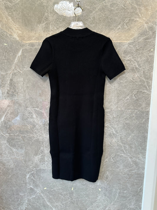 Miu Miu BlackRibbed Knit Zip-Up Dress