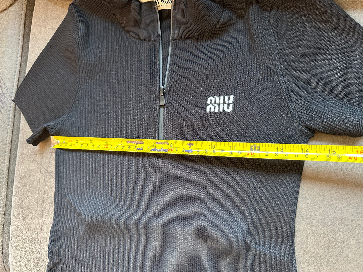 Miu Miu BlackRibbed Knit Zip-Up Dress