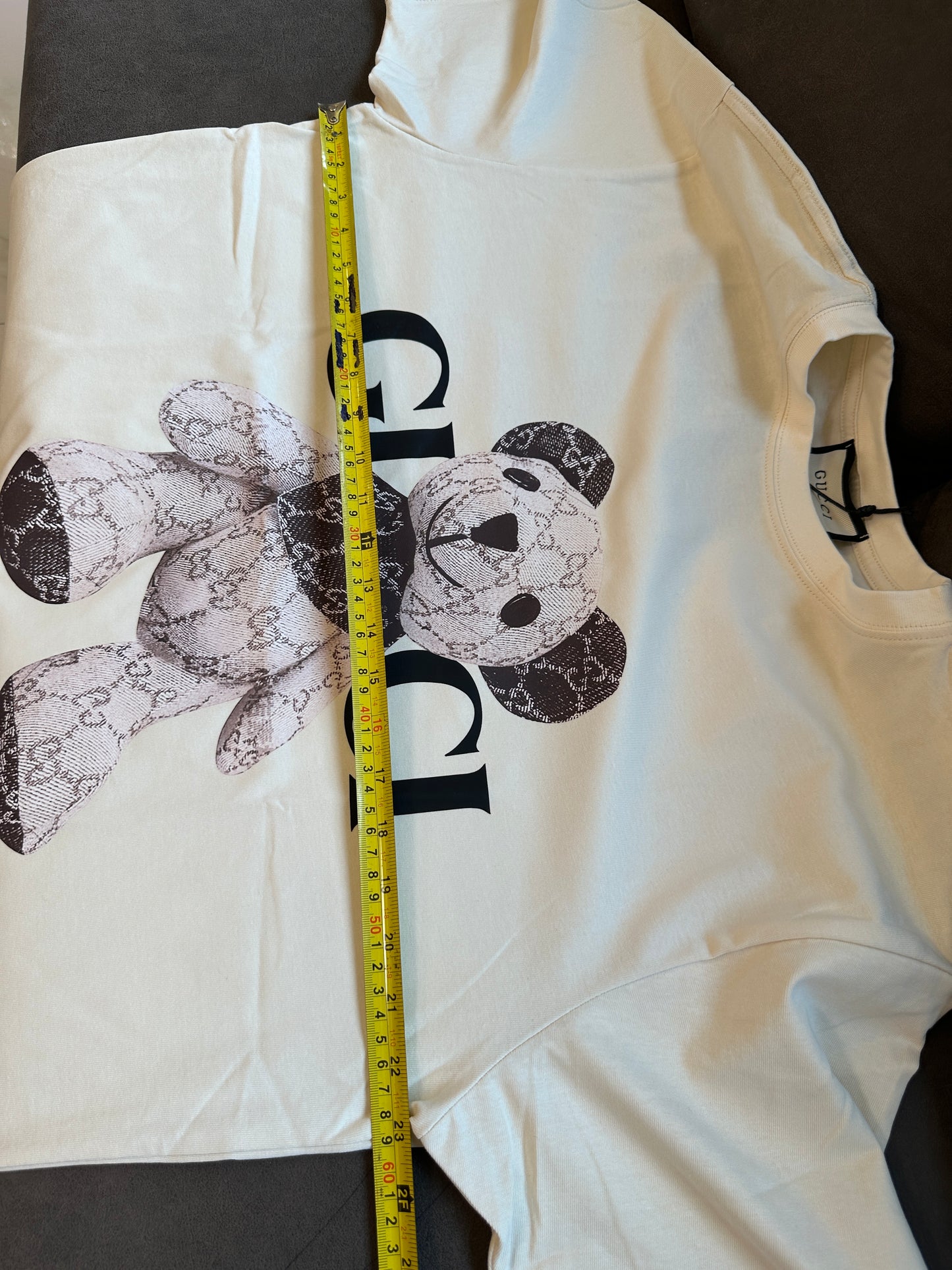 Gucci Bear Logo T-shirt Cream Cotton Tee