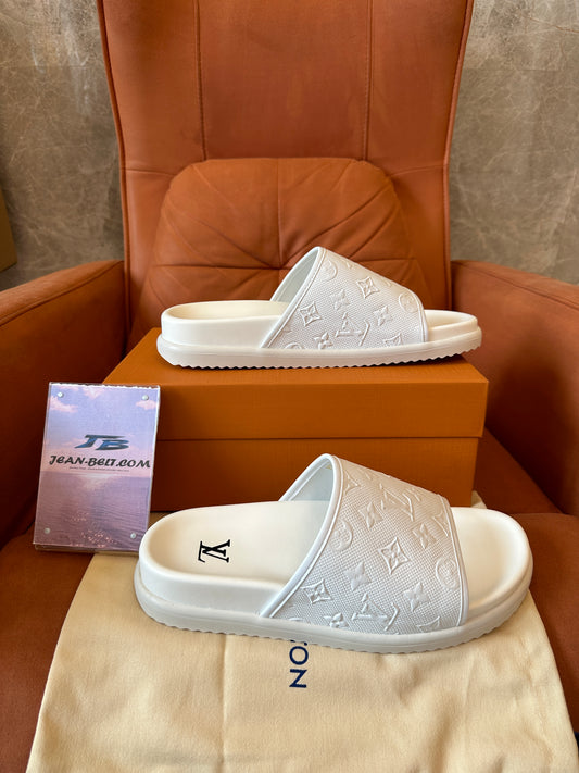 Louis Vuitton White Monogram Slide Sandals