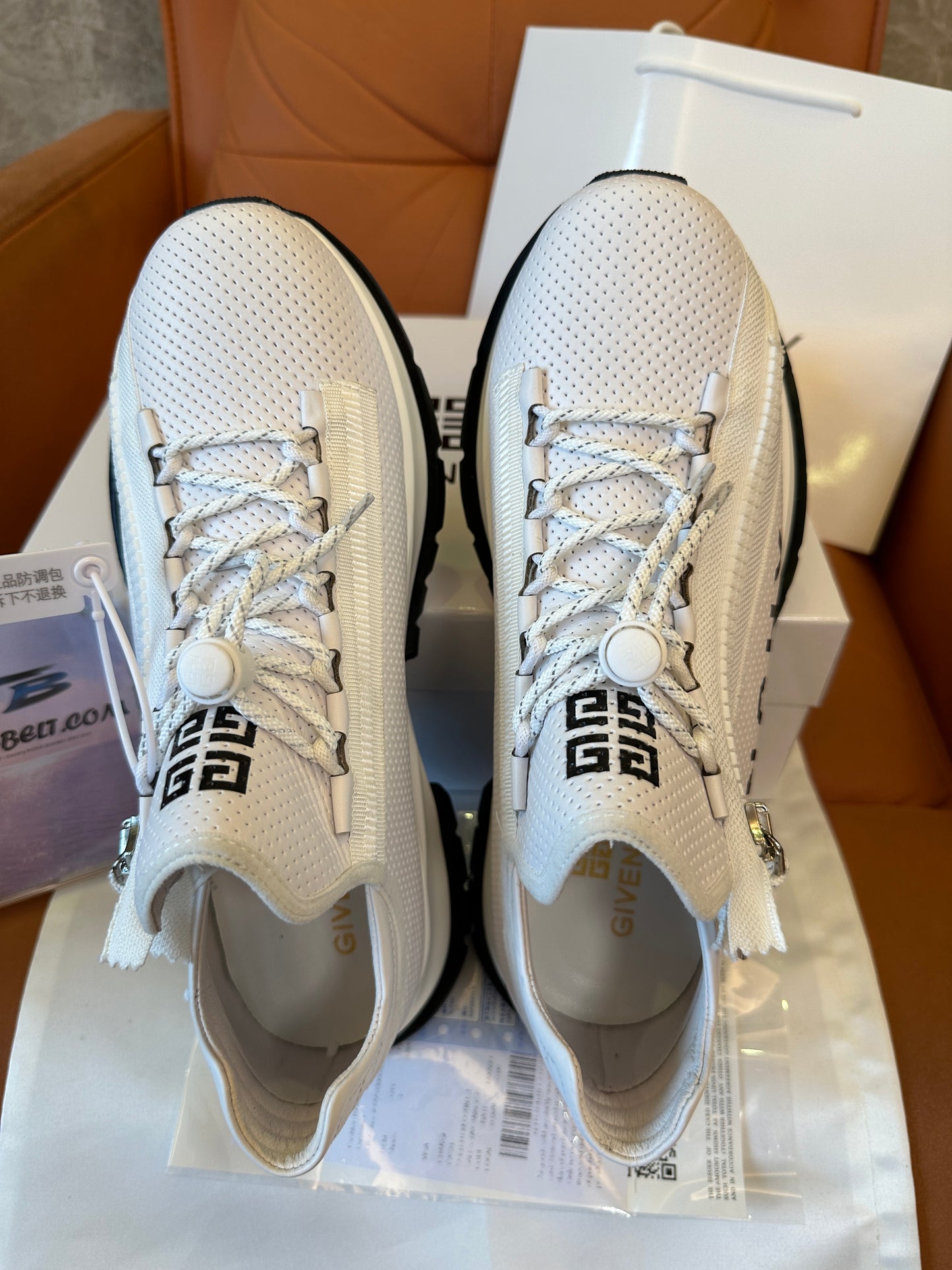 Givenchy White Mesh Running Sneakers with Side Zip Detail