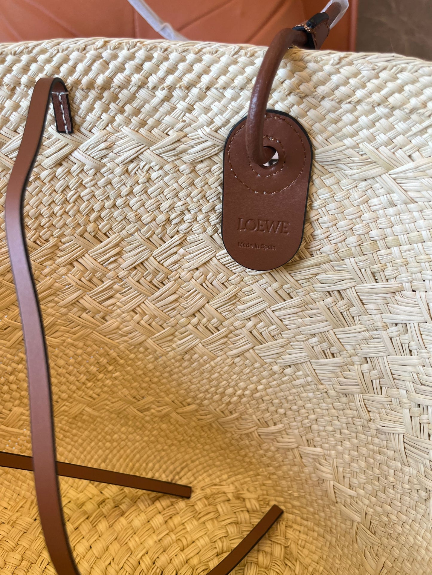 Loewe bag in iraca palm and calfskin