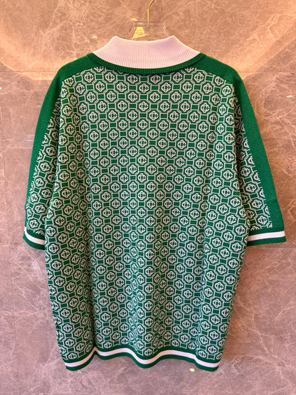 Polo en jacquard monogramme Casablanca vert pour hommes