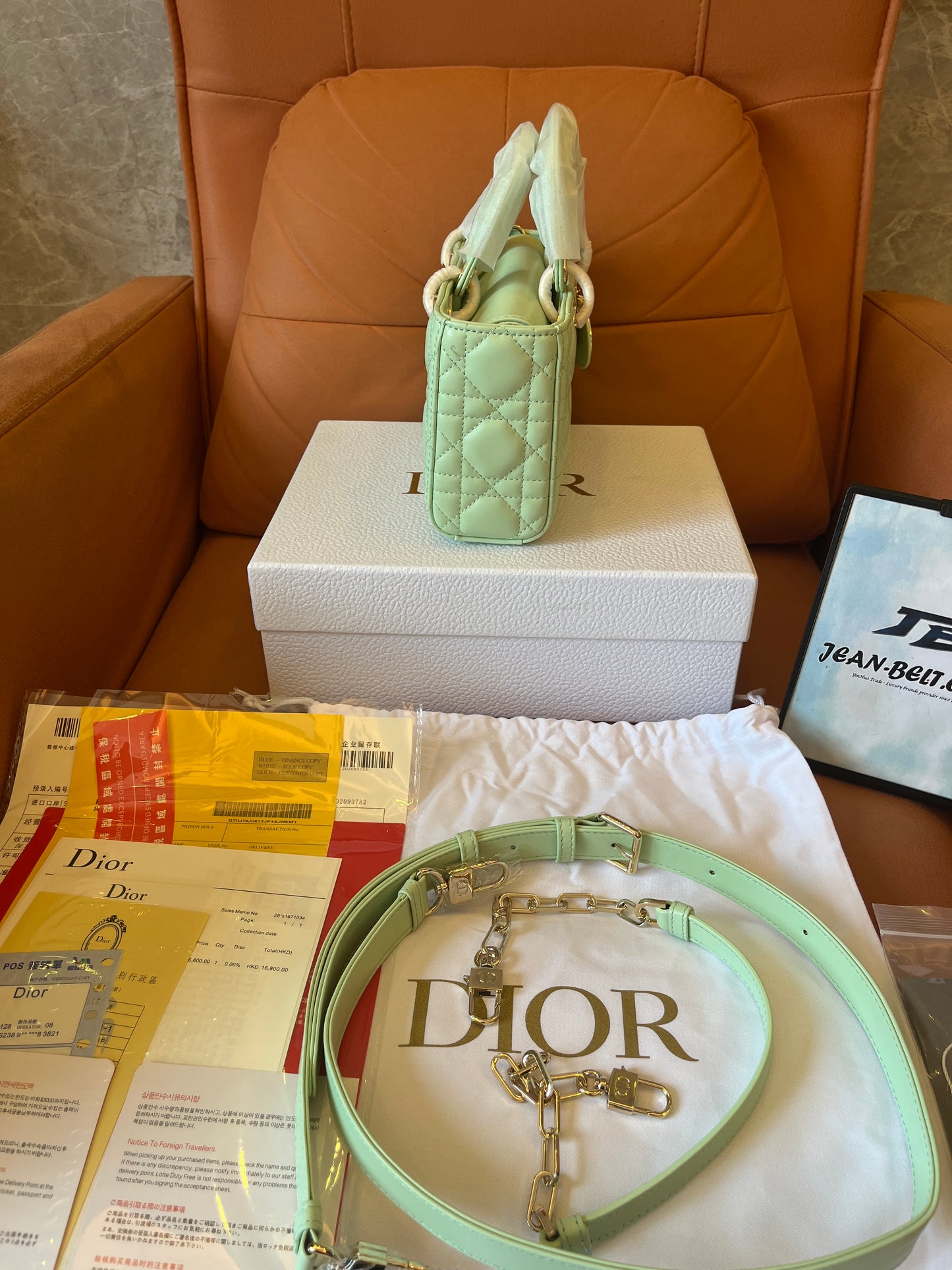 Christian Dior Lambskin Cannage Medium Lady D-Joy Pastel Peyote Green