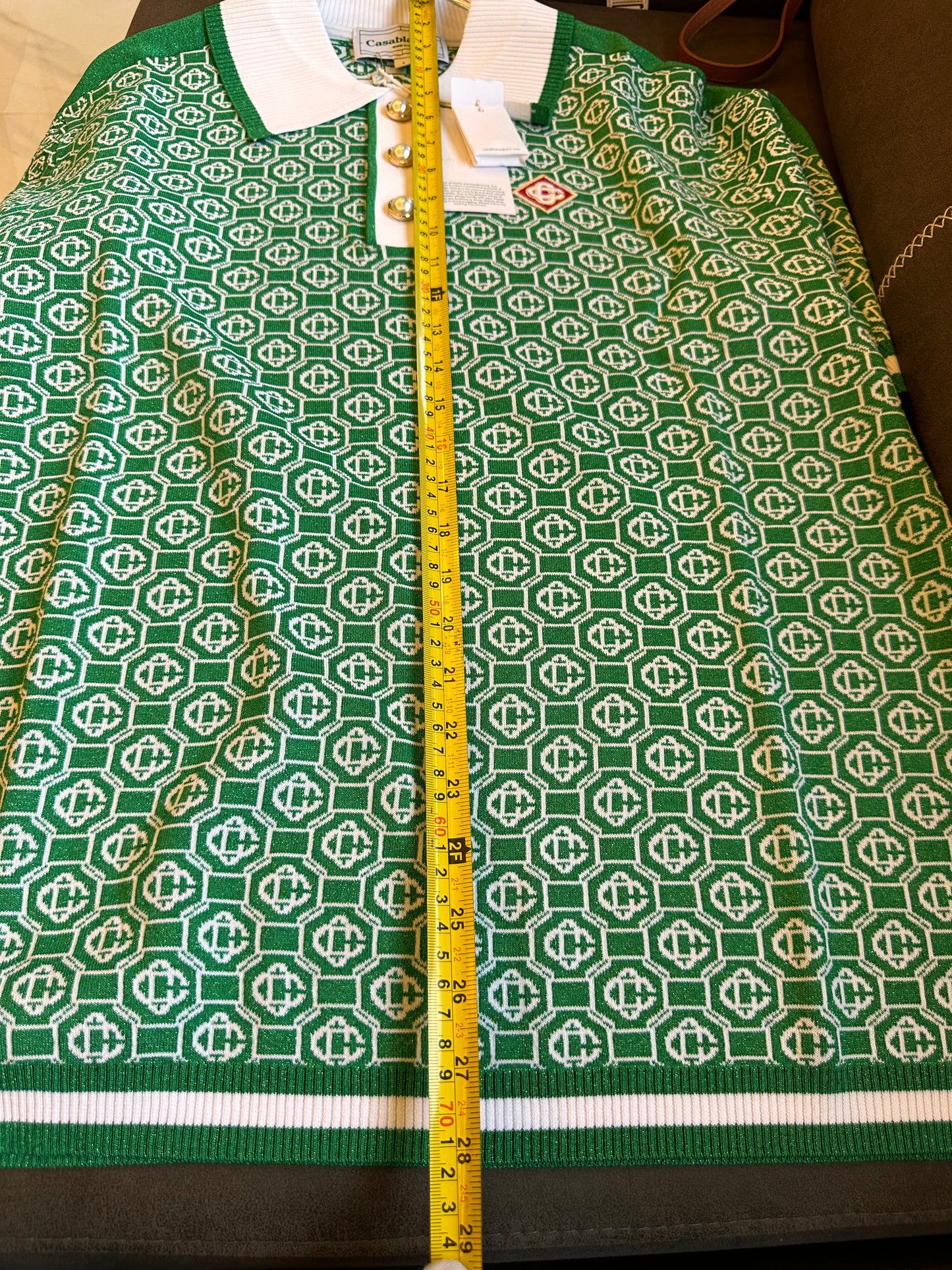 Polo en jacquard monogramme Casablanca vert pour hommes