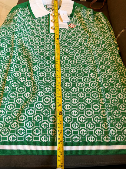 Polo en jacquard monogramme Casablanca vert pour hommes