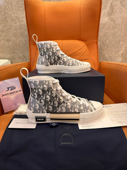 Tênis Dior b23 cano alto branco e preto Dior Oblique Canvas