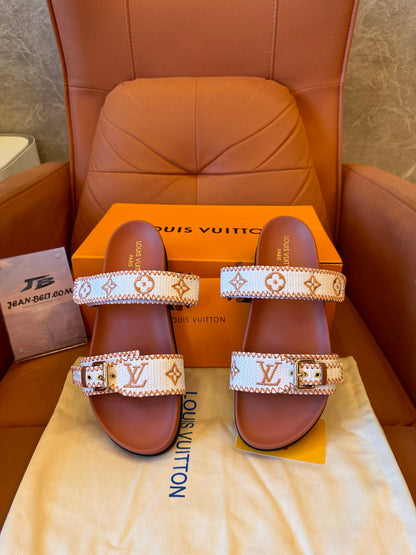 Sandalias planas tipo mule Bom Dia de Louis Vuitton en color natural