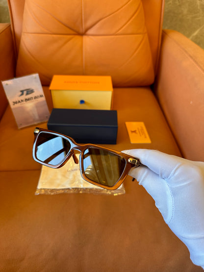 Óculos de sol quadrados Louis Vuitton LV marrom
