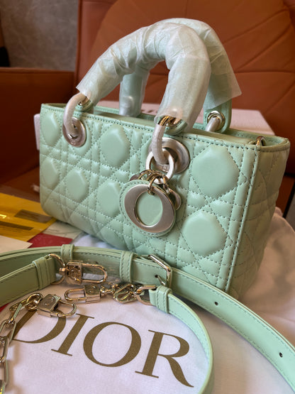 Christian Dior Lambskin Cannage Medium Lady D-Joy Pastel Peyote Green