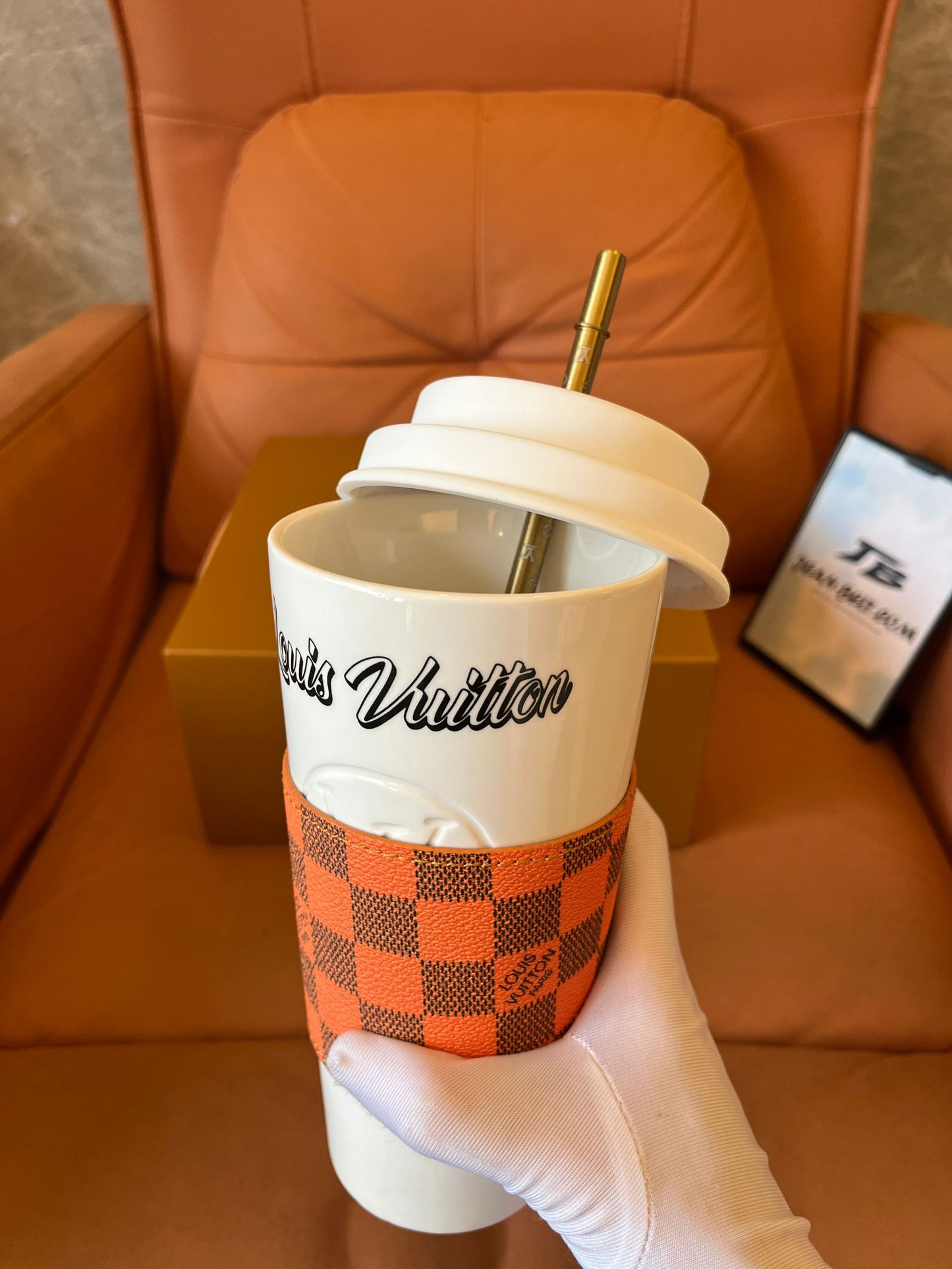 Louis Vuitton Ceramics mug damier orange