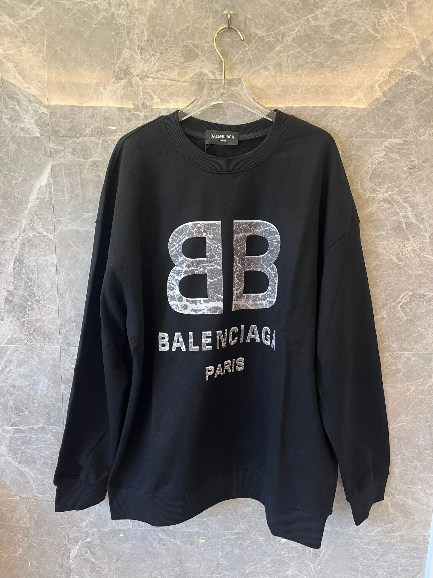 Sweat-shirt à col rond usé et lavé avec logo Lock Balenciaga