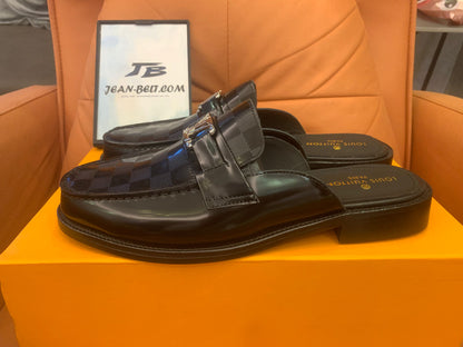 Mocasines negros sin cordones Damier de Louis Vuitton