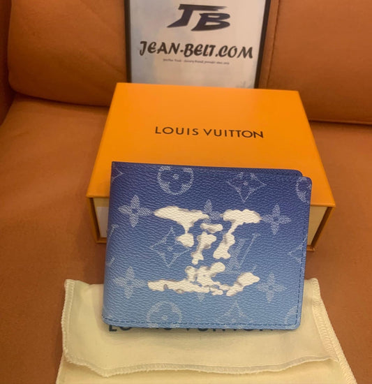 Carteira Louis Vuitton Clouds de couro azul com monograma