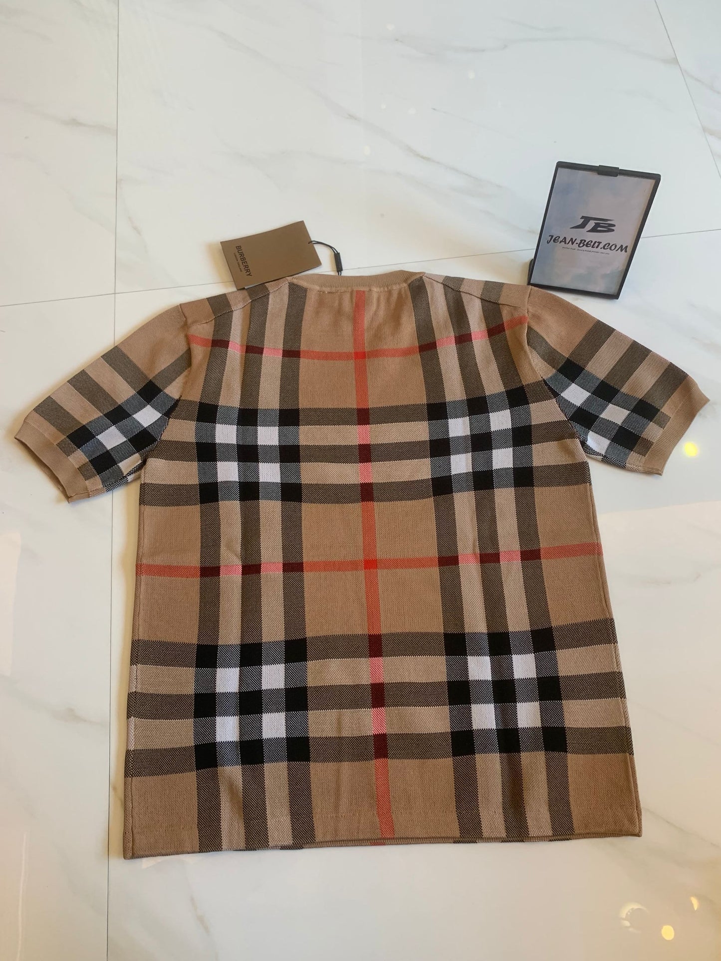Burberry Checked Short-Sleeve Knit Top