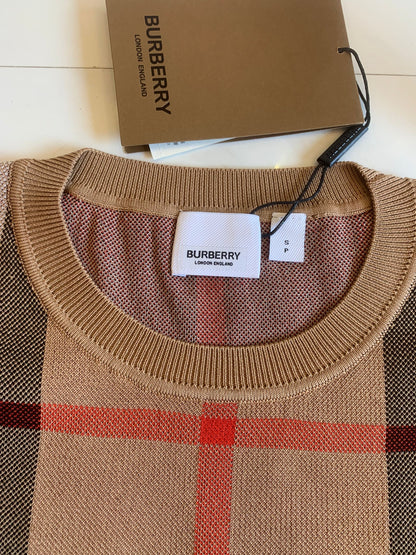 Burberry Checked Short-Sleeve Knit Top