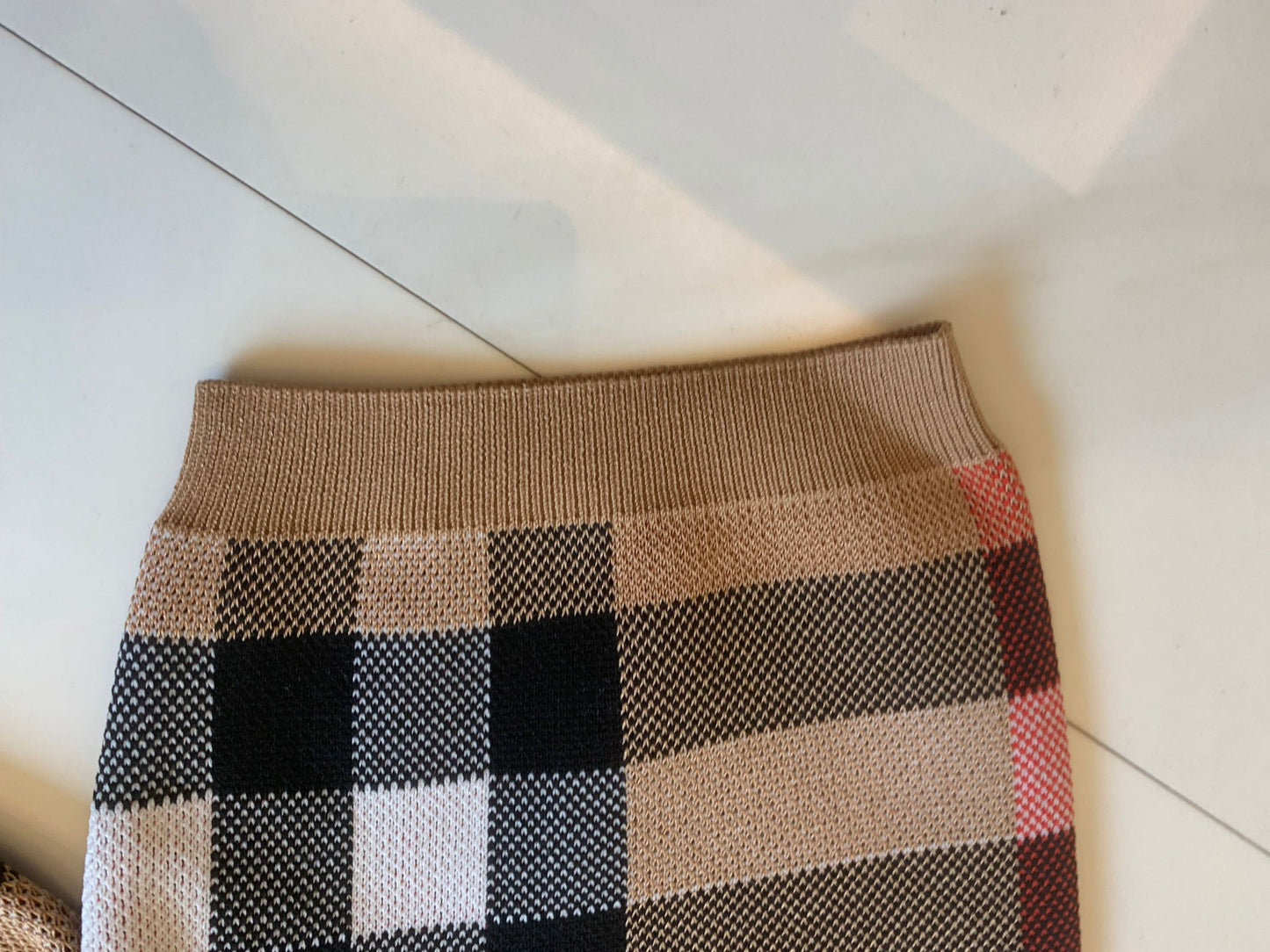 Burberry Checked Short-Sleeve Knit Top