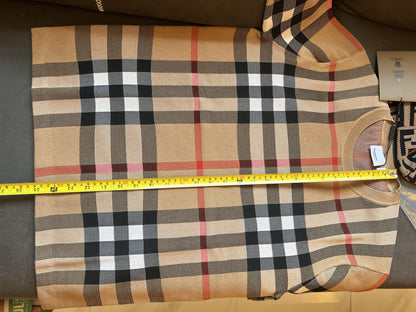 Burberry Checked Short-Sleeve Knit Top