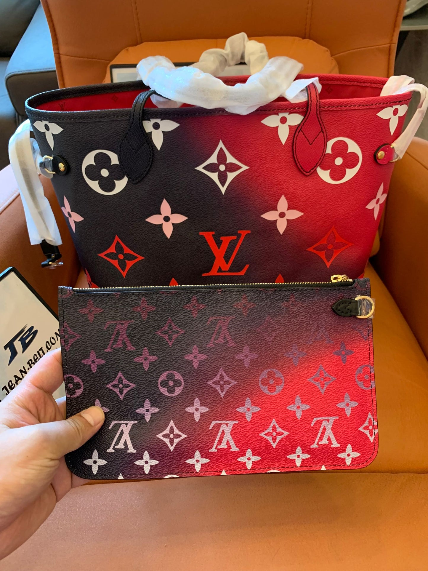 Louis Vuitton neverfull mm sunrise pastel handbag.