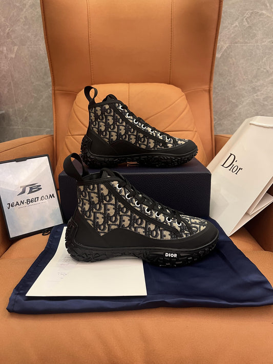 Botines Diorizon de lona oblicua y goma negra/gris de Dior