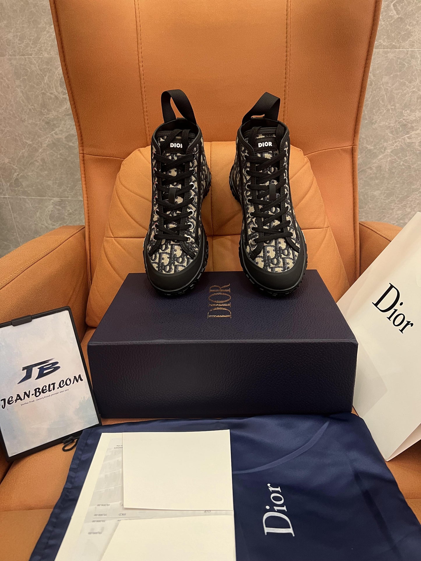 Botines Diorizon de lona oblicua y goma negra/gris de Dior