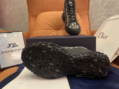 Botines Diorizon de lona oblicua y goma negra/gris de Dior