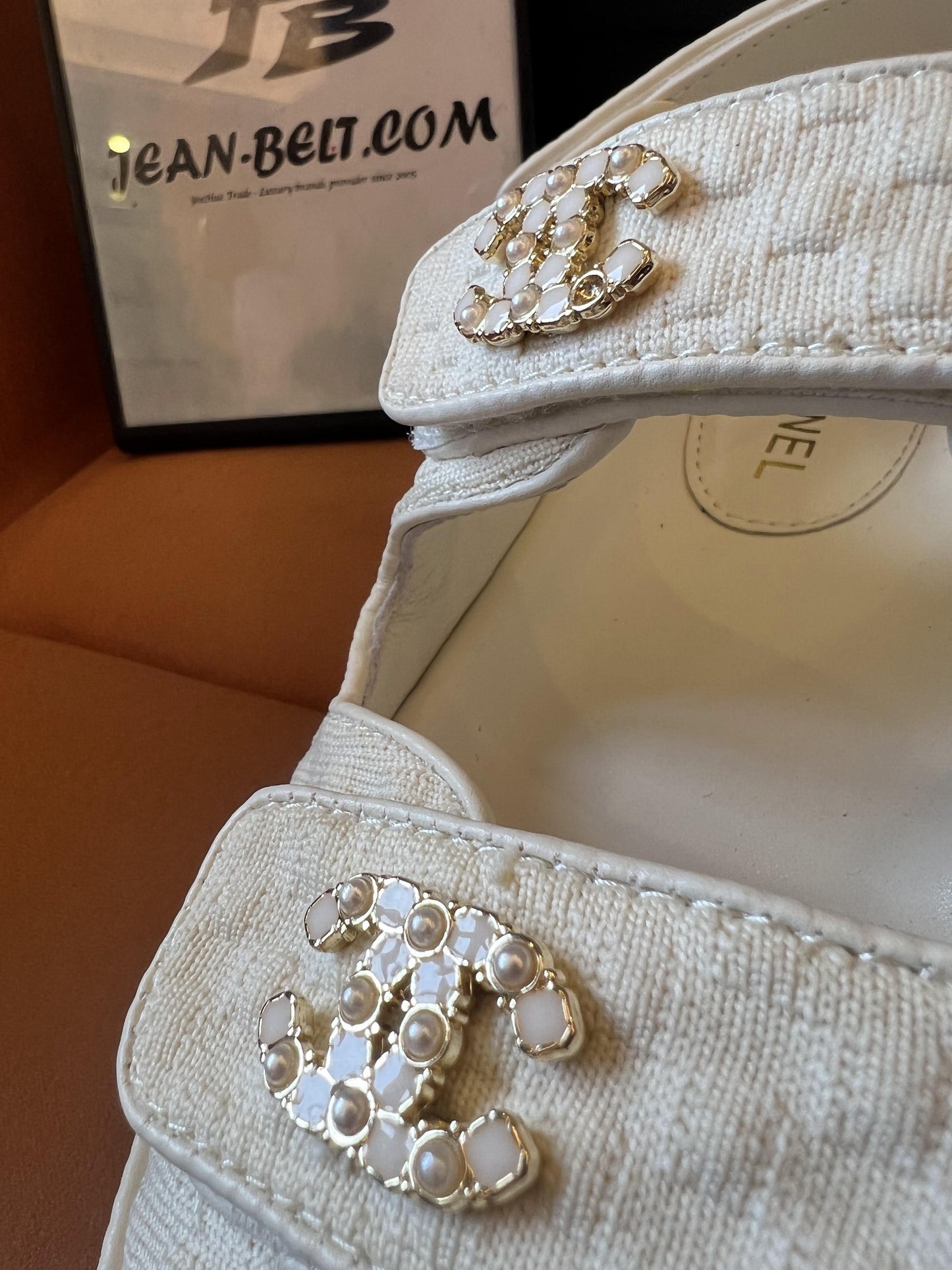 Chanel Dad Sandals CC White Grained Calfskin