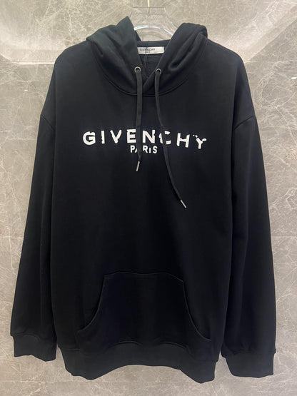 Sudadera negra Givenchy Paris con diseño de logotipo icónico