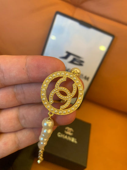 Chanel Pearl Bracelet with CC Crystal Pendant