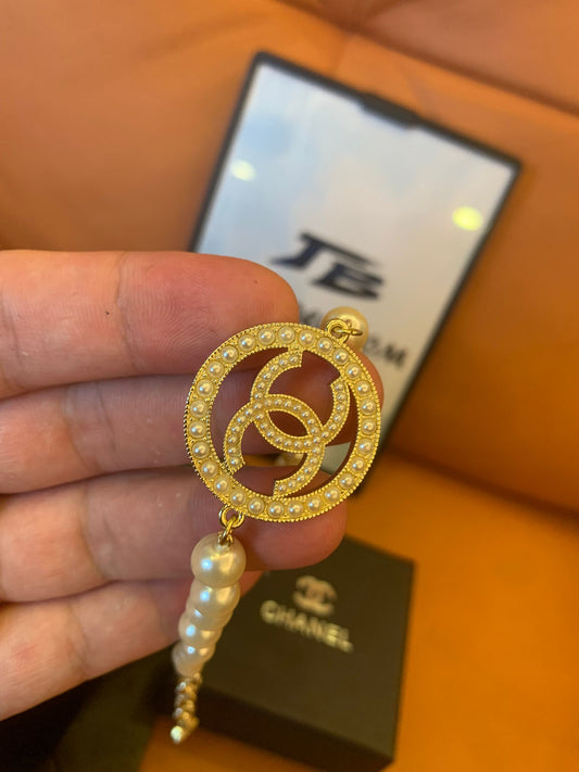 Chanel Pearl Bracelet with CC Crystal Pendant