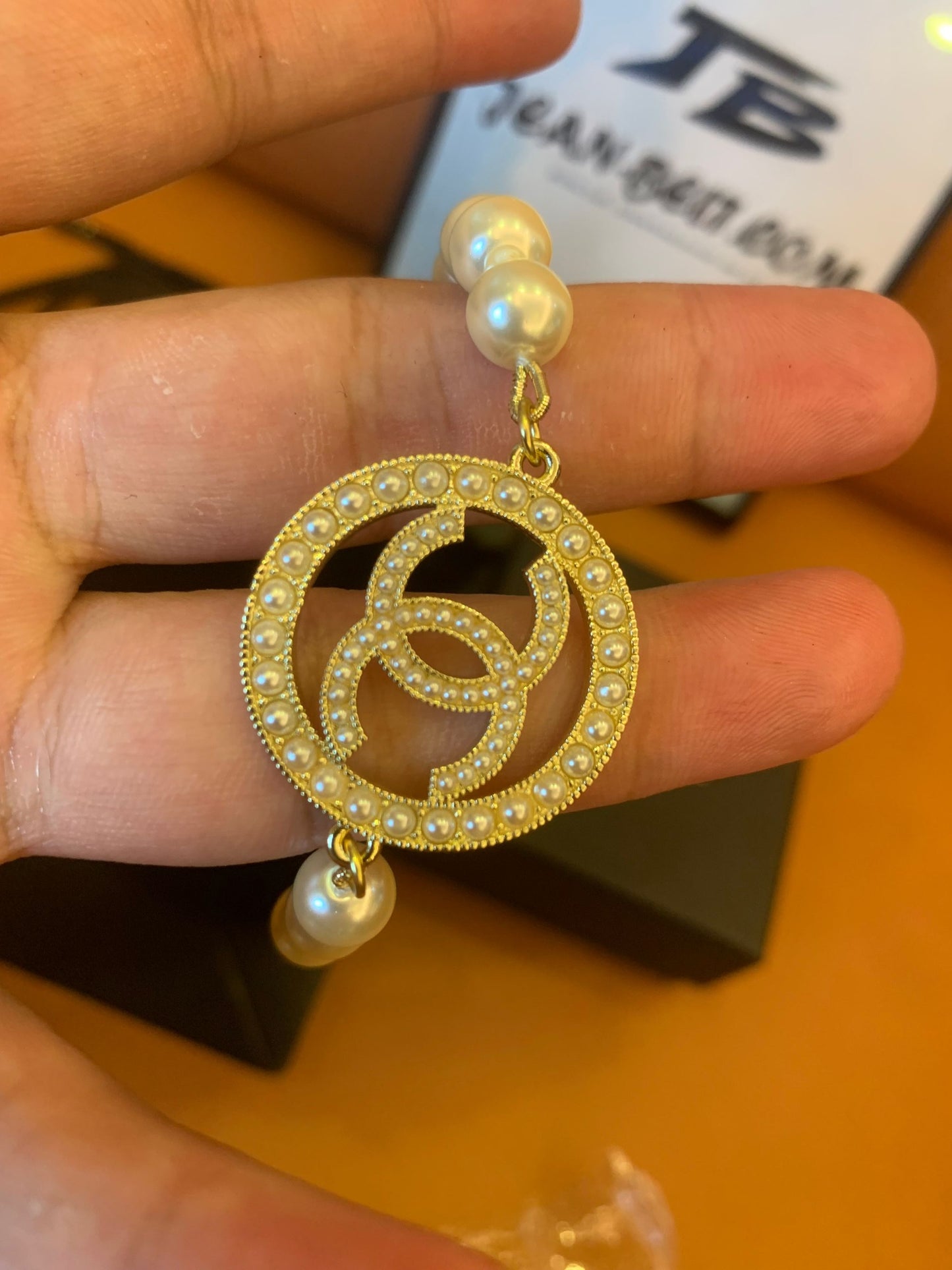 Chanel Pearl Bracelet with CC Crystal Pendant