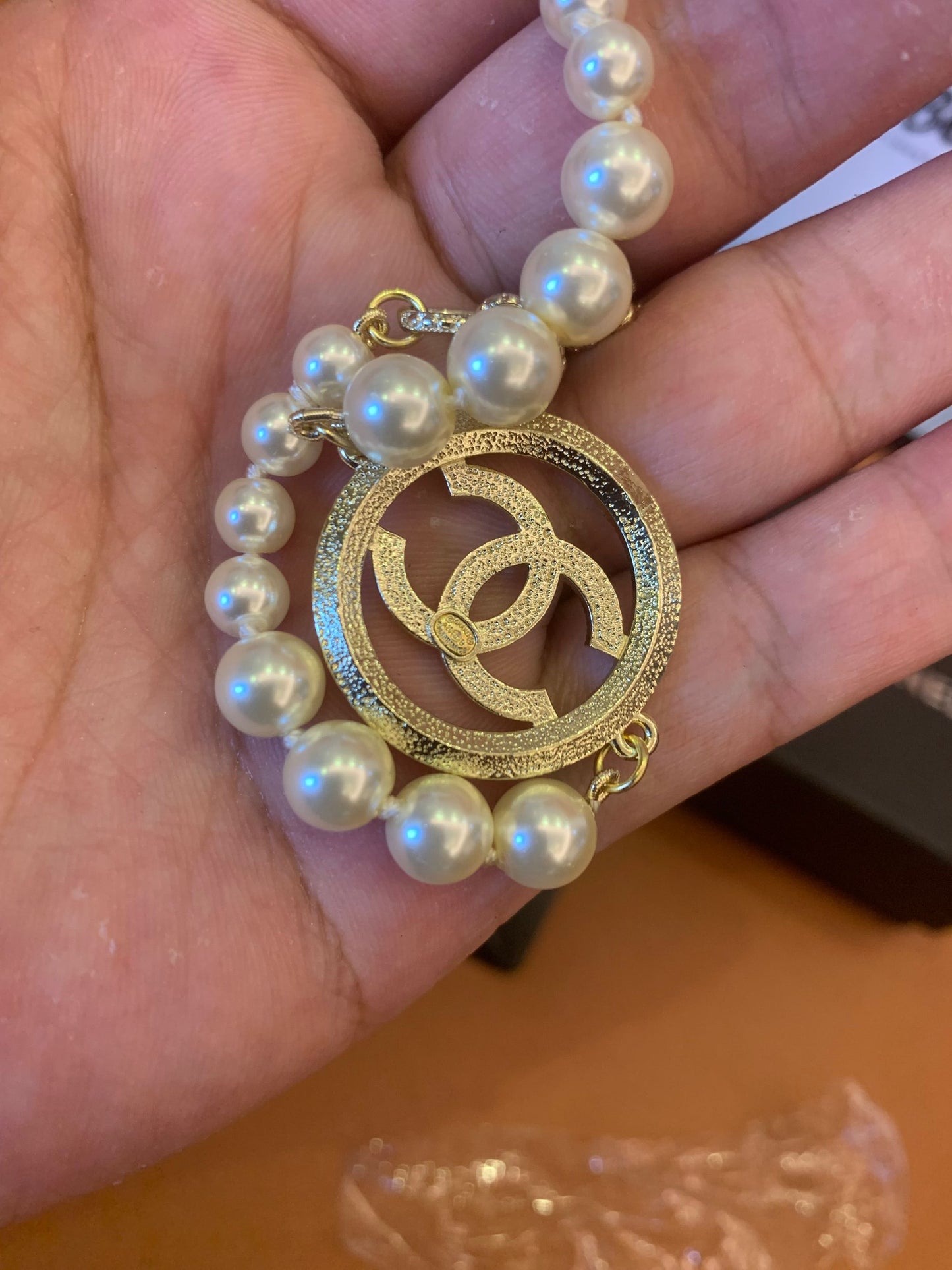 Chanel Pearl Bracelet with CC Crystal Pendant