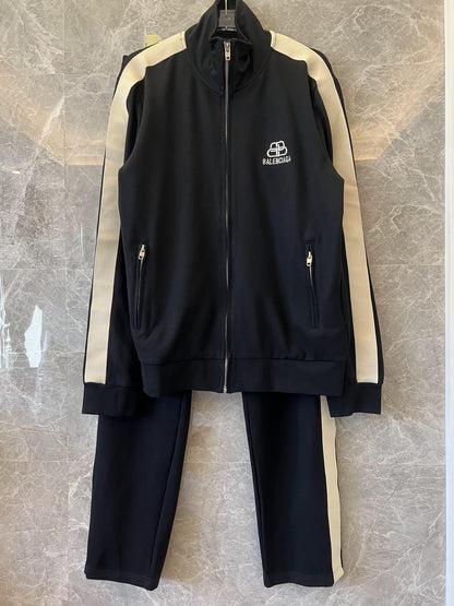 Balenciaga Black Track Suit with Beige Stripes