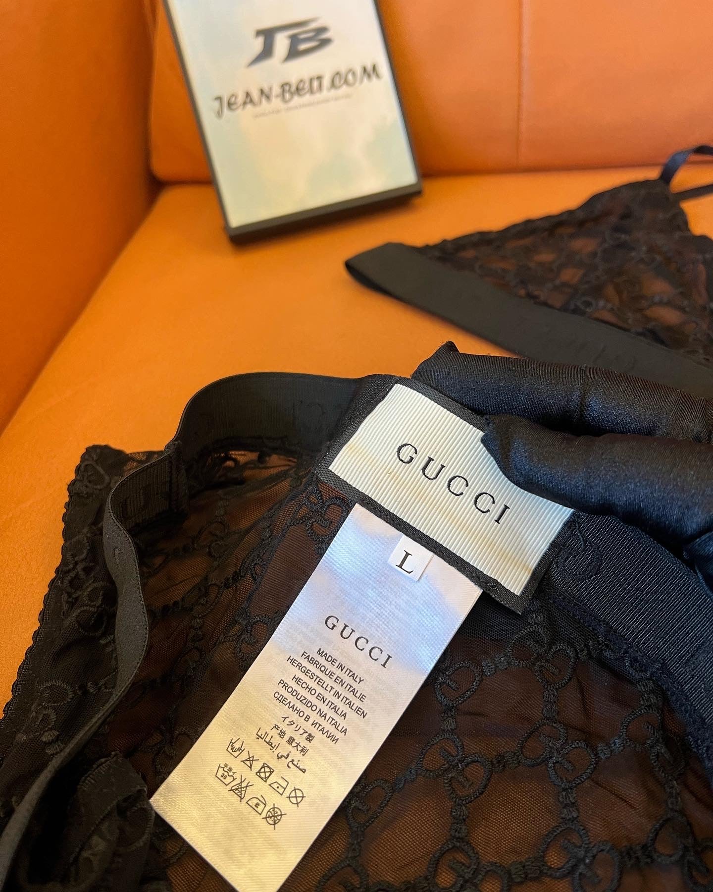 Conjunto de lencería de dos piezas de encaje negro Gucci