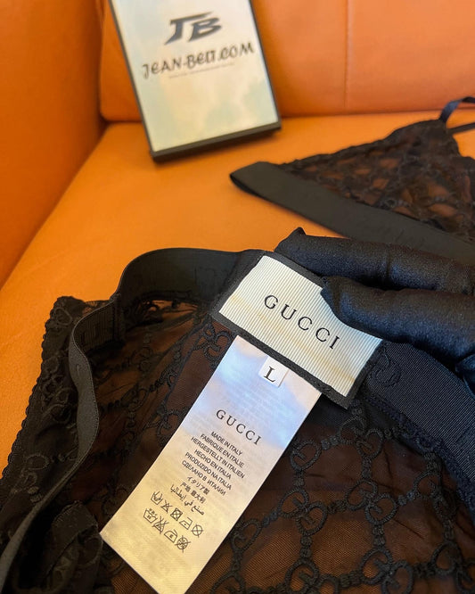 Conjunto de lingerie de duas peças de renda preta Gucci