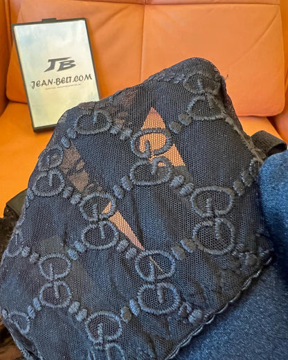 Conjunto de lencería de dos piezas de encaje negro Gucci