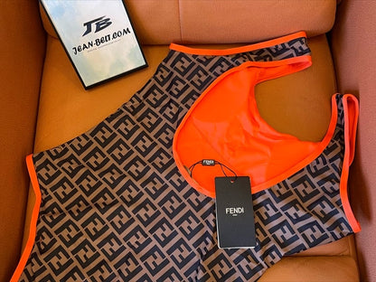 Maiô Fendi monogramado com detalhes neon