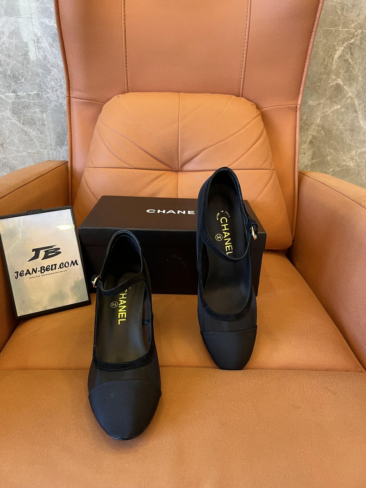 Chanel Black Mesh, Suede Calfskin, Grosgrain & Lmitation Pearls Pumps
